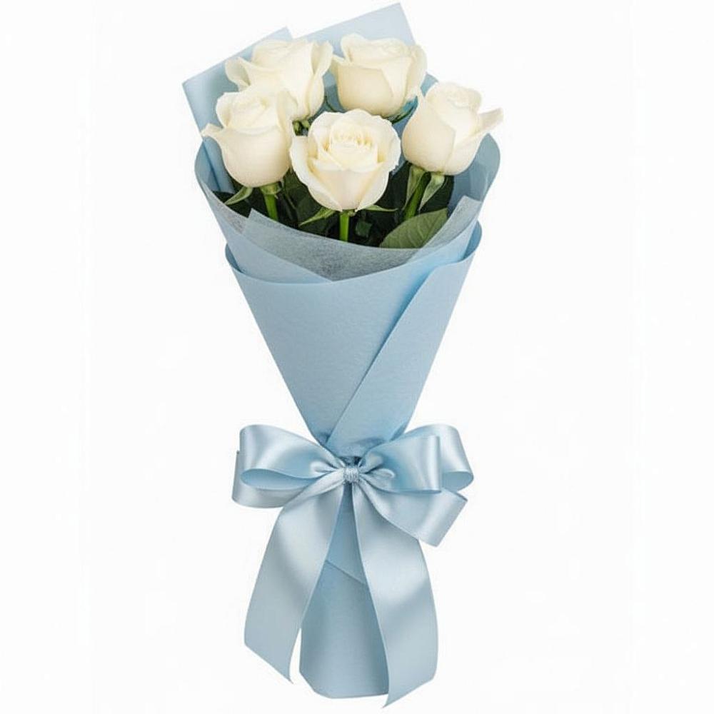 Букет 5 Белых роз Проуд в Мичурине Республика Дагестан