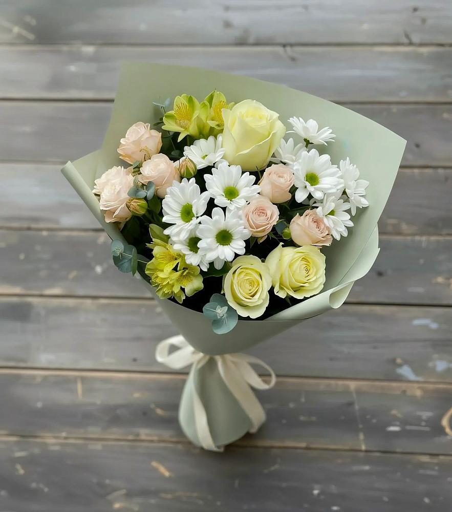 Букет цветов из: Альстромерии, Розы и Хризантемы в Мичурине Республика Дагестан