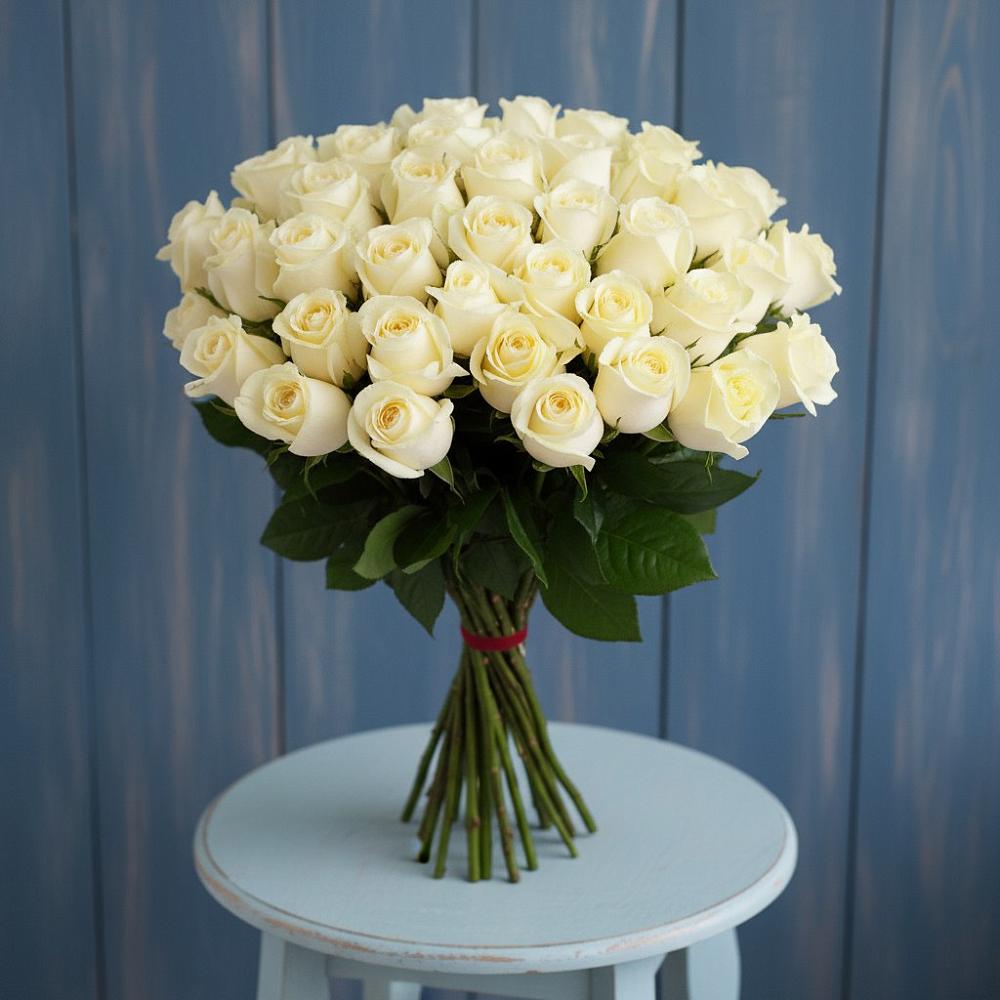 Букет 51 Белая роза Эдлесс Лав в Мичурине Республика Дагестан