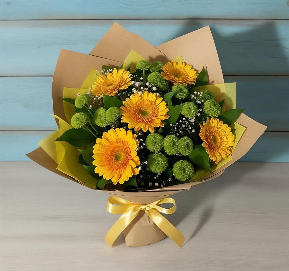 Букет цветов из: Герберы и Хризантемы в Мичурине Республика Дагестан