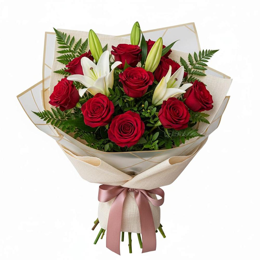 Букет цветов из: Лилии и Розы в Мичурине Республика Дагестан