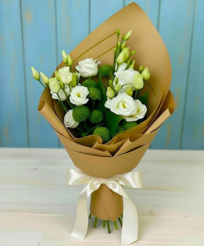 Букет цветов из: Хризантемы и Лизиантусы в Мичурине Республика Дагестан