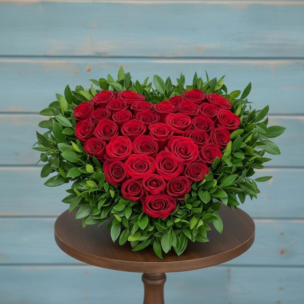 Цветочная композиция из Розы в виде сердца в Мичурине Республика Дагестан