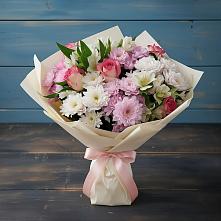 Букет цветов из:  Хризантемы, Альстромерии и Розы в Мичурине Республика Дагестан