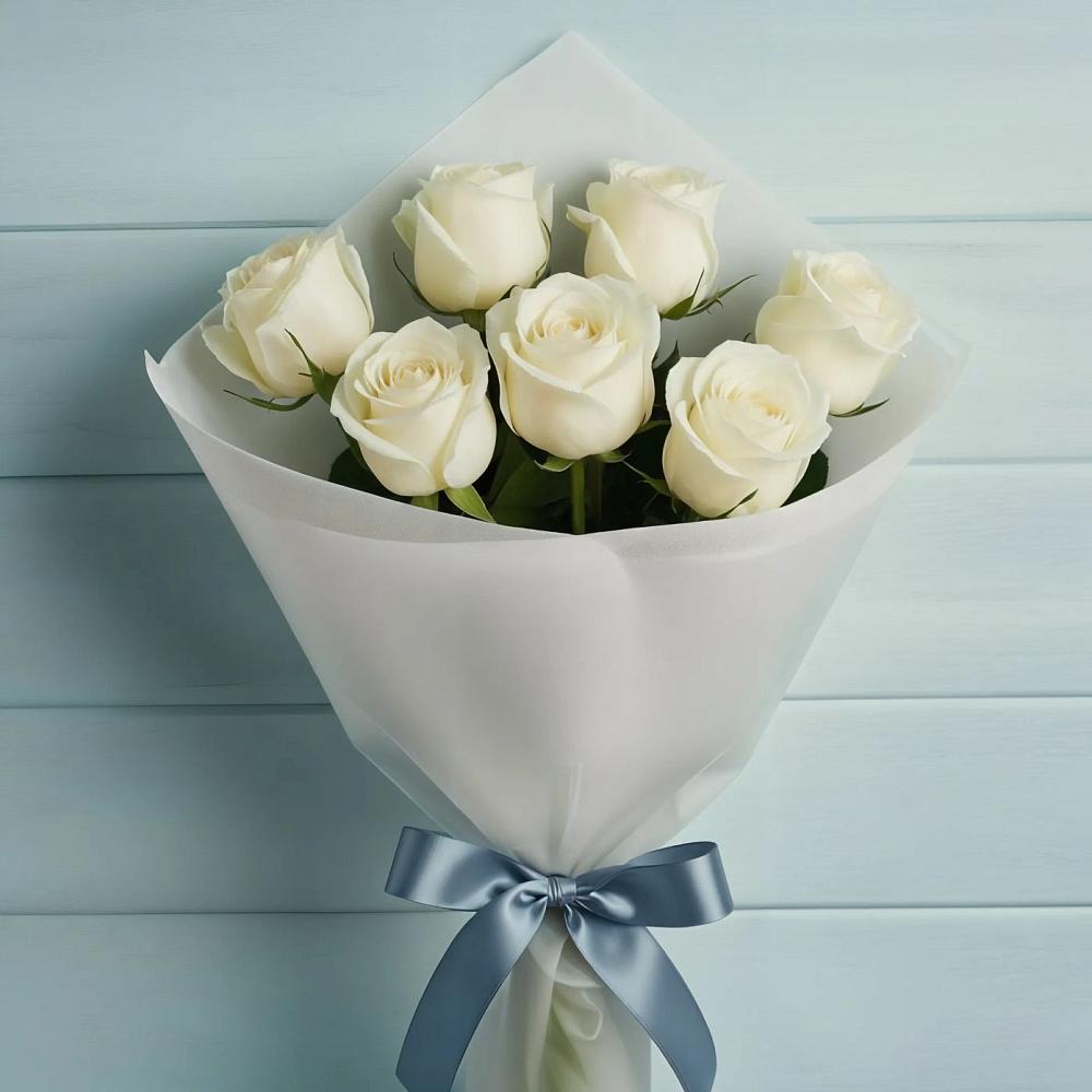 Букет 7 Белых роз Эдлесс Лав в Мичурине Республика Дагестан